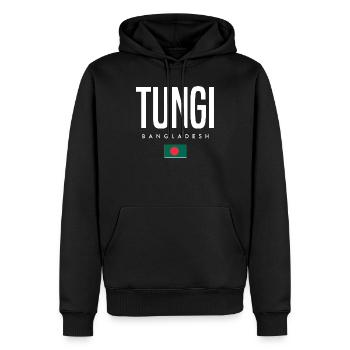 Tungi Bangladesh - Sweat à capuche Premium bio Homme - noir - Devant - Nico (187cm)