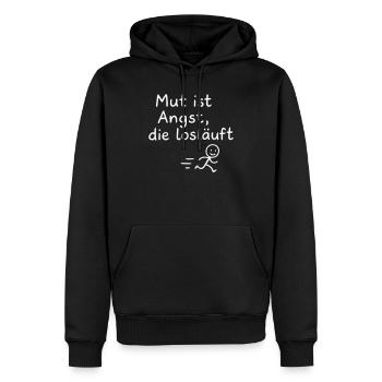 Le courage est la peur Motif du coureur libre - Sweat à capuche Premium bio Homme - noir - Devant - Nico (187cm)