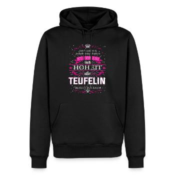 Eure Hoheit die Teufelin betritt den Raum - Männer Premium Bio Hoodie - Schwarz - Vorne - Nico (187cm)