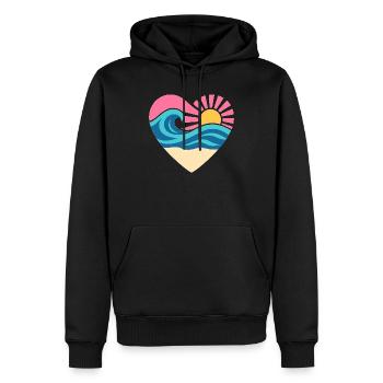 Summer Heart – Wave & Sunset - Männer Premium Bio Hoodie - Schwarz - Vorne - Nico (187cm)