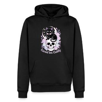 Mystische Katzen und Knochen Design - Männer Premium Bio Hoodie - Schwarz - Vorne - Nico (187cm)