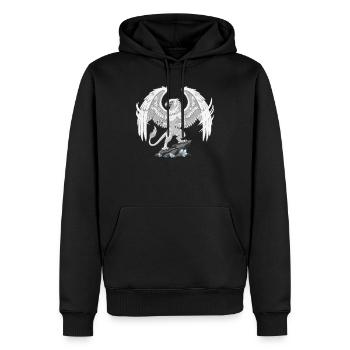 Mythischer Greif auf dem Kristallfelsen - Männer Premium Bio Hoodie - Schwarz - Vorne - Nico (187cm)