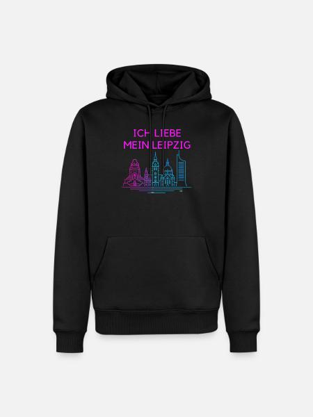 I love my Leipzig Neon Skyline - Men’s Premium Organic Hoodie - black