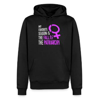 My favorite season is the fall of the patriarchy - Männer Premium Bio Hoodie - Schwarz - Vorne - Nico (187cm)