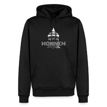 Monnem - Spezielles Designerprodukt für Mannheimer - Männer Premium Bio Hoodie - Schwarz - Vorne - Nico (187cm)