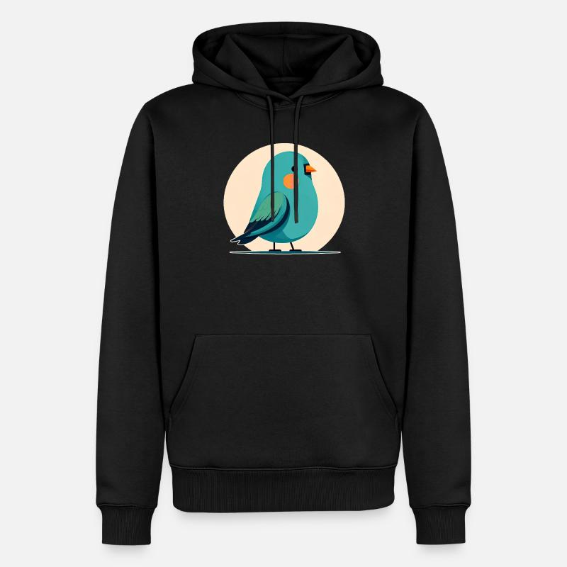 Kleiner grün-blauer Vogel - Männer Premium Bio Hoodie - Schwarz