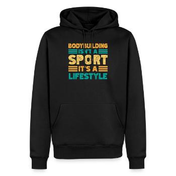 La motivation fitness : le bodybuilder n’est pas un sport - Sweat à capuche Premium bio Homme - noir - Devant - Nico (187cm)