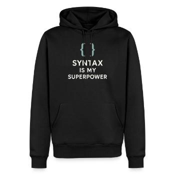Grammaire Oxford Virgule Règles de la langue - Sweat à capuche Premium bio Homme - noir - Devant - Nico (187cm)