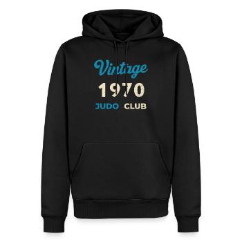 Cadeau vintage de l’année de naissance rétro du Judo Club des années 1970 - Sweat à capuche Premium bio Homme - noir - Devant - Nico (187cm)