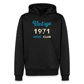Année de naissance rétro vintage du Judo Club 1971 - Sweat à capuche Premium bio Homme - noir - Devant - Nico (187cm)