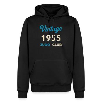 Cadeau vintage de l’année de naissance rétro du Judo Club 1955 - Sweat à capuche Premium bio Homme - noir - Devant - Nico (187cm)