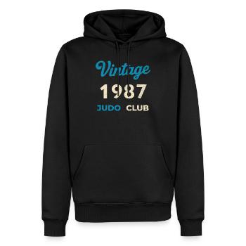 Cadeau rétro de l’année de naissance du Judo Club vintage 1987 - Sweat à capuche Premium bio Homme - noir - Devant - Nico (187cm)