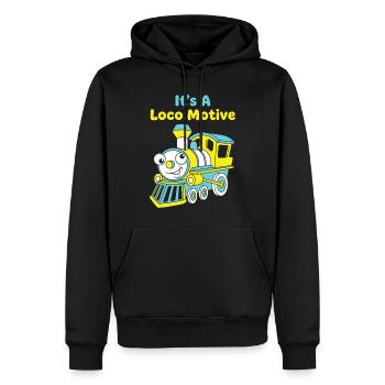 Locomotive Funny Train Jeu de mots Locomotive - Sweat à capuche Premium bio Homme - noir - Devant - Nico (187cm)