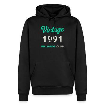 Vintage 1991 – Club de billard rétro Année de naissance - Sweat à capuche Premium bio Homme - noir - Devant - Nico (187cm)