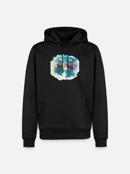 Happy seals with pool tires - Men’s Premium Organic Hoodie - black