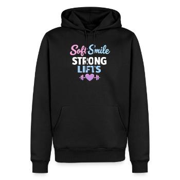 Anime Strong Girl Taking The Force In - Men’s Premium Organic Hoodie - black - Front - Nico (187cm)