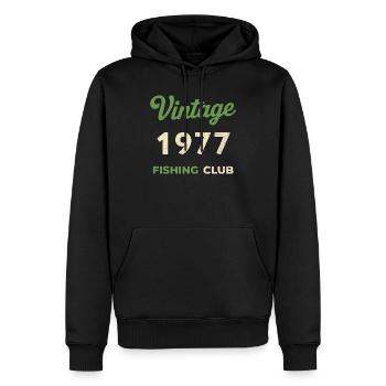 Vintage 1977 – Fishing Club Retro Geburtsjahr - Männer Premium Bio Hoodie - Schwarz - Vorne - Nico (187cm)