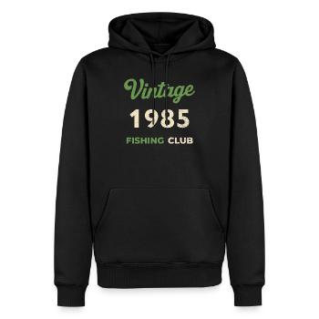 Vintage 1985 – Fishing Club Retro Geburtsjahr - Männer Premium Bio Hoodie - Schwarz - Vorne - Nico (187cm)