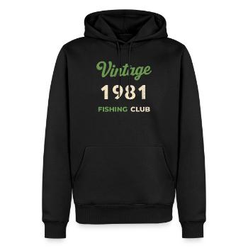 Vintage 1981 – Fishing Club Retro Geburtsjahr - Männer Premium Bio Hoodie - Schwarz - Vorne - Nico (187cm)