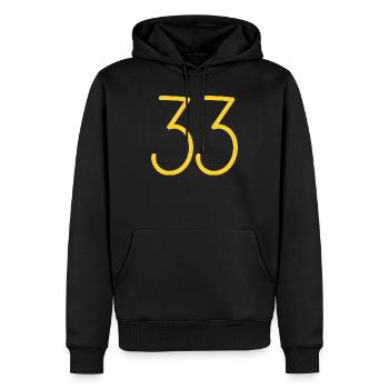 33 - Männer Premium Bio Hoodie - Schwarz - Vorne - Nico (187cm)