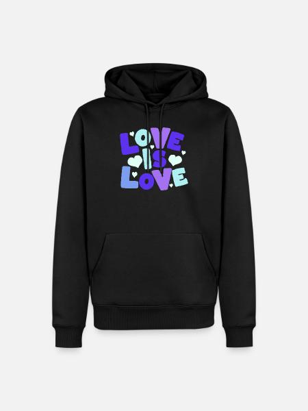 Love is Love Pastel Hearts - Männer Premium Bio Hoodie - Schwarz