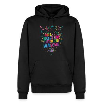 Mein Kostüm ist in der Wäsche - Karneval - Spruch - Männer Premium Bio Hoodie - Schwarz - Vorne - Nico (187cm)