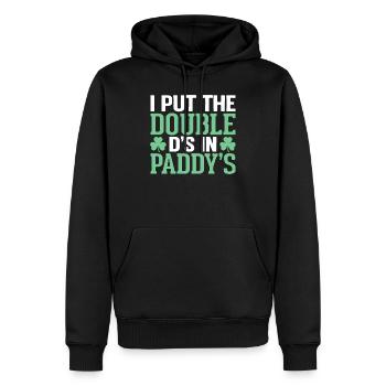 J’ai mis les doubles D dans Paddy’s St Patrick’s - Sweat à capuche Premium bio Homme - noir - Devant - Nico (187cm)