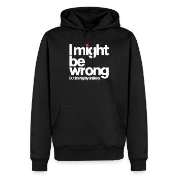 Je peux me tromper mais c’est un je-sais-tout très improbable - Sweat à capuche Premium bio Homme - noir - Devant - Nico (187cm)