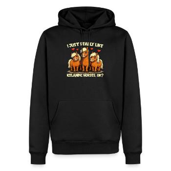 Motif de cheval en éventail de cheval islandais mignon - Sweat à capuche Premium bio Homme - noir - Devant - Nico (187cm)