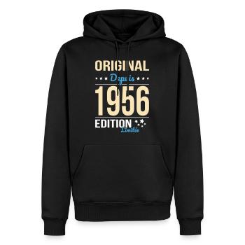 Original seit 1956 – 70-jähriges Jubiläum - Männer Premium Bio Hoodie - Schwarz - Vorne - Nico (187cm)