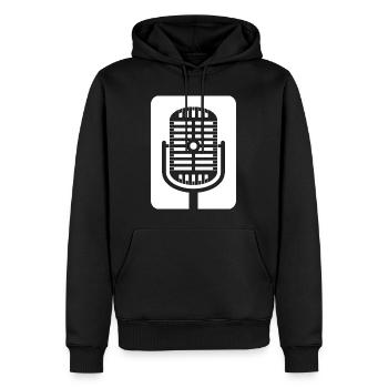 Retro-Mikrofon-Emblem - Männer Premium Bio Hoodie - Schwarz - Vorne - Nico (187cm)