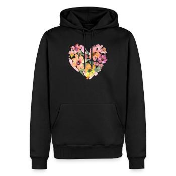 Floral Heart - Männer Premium Bio Hoodie - Schwarz - Vorne - Nico (187cm)
