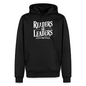 Readers are Leaders - Men’s Premium Organic Hoodie - black - Front - Nico (187cm)