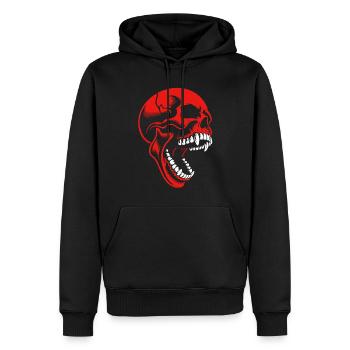 Roter Totenkopf - Männer Premium Bio Hoodie - Schwarz - Vorne - Nico (187cm)