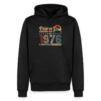 Cadeau du 50e anniversaire Mari Femme Mars 1976 - Sweat à capuche Premium bio Homme - noir - Devant - Nico (187cm)