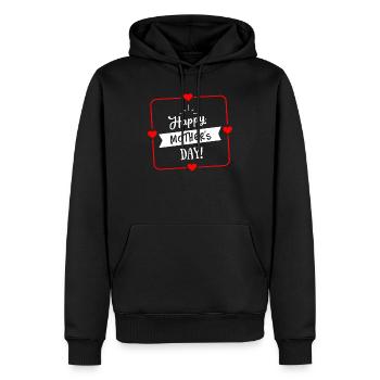 Happy Mothers Day Herz Umrandung - Weiß Rot - Männer Premium Bio Hoodie - Schwarz - Vorne - Nico (187cm)