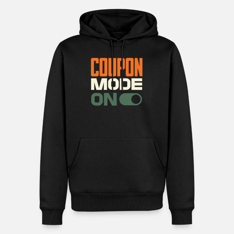 Coupon Mode On – Schnäppchenjäger Retro Design - Männer Premium Bio Hoodie - Schwarz