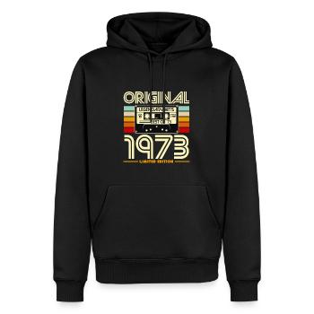 Original 1973 Cassette Rétro - Sweat à capuche Premium bio Homme - noir - Devant - Nico (187cm)