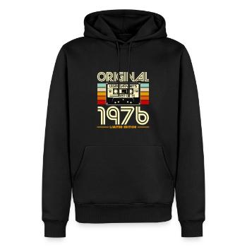 Originale Retro-Kassette von 1976 - Männer Premium Bio Hoodie - Schwarz - Vorne - Nico (187cm)