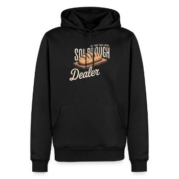 Lokales Logo des Sauerteighändlers - Männer Premium Bio Hoodie - Schwarz - Vorne - Nico (187cm)