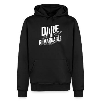 Wage es, bemerkenswert zu sein - Männer Premium Bio Hoodie - Schwarz - Vorne - Nico (187cm)