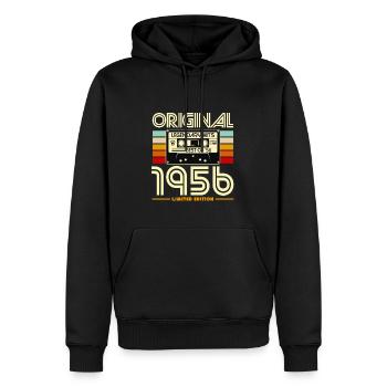 Originale Retro Heritage Kassette von 1956 - Männer Premium Bio Hoodie - Schwarz - Vorne - Nico (187cm)