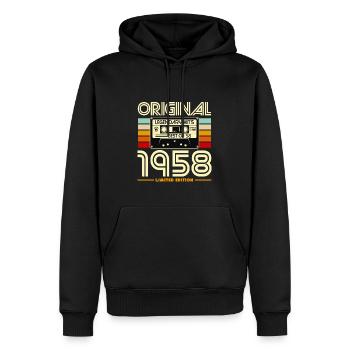 Original 1958 Vintage Cassette - Sweat à capuche Premium bio Homme - noir - Devant - Nico (187cm)