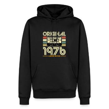 Original 1976 Cassette Vintage - Sweat à capuche Premium bio Homme - noir - Devant - Nico (187cm)