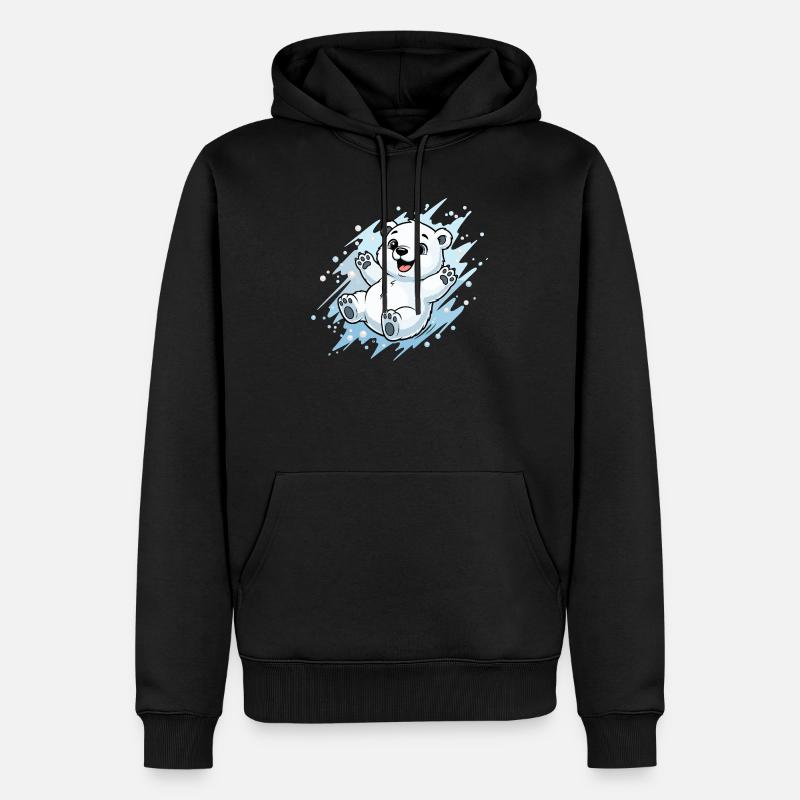 Joyeuse éclaboussure d’ours polaire - Sweat à capuche Premium bio Homme - noir
