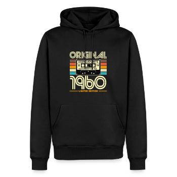 Originale Vintage-Kassette aus den 1960er Jahren - Männer Premium Bio Hoodie - Schwarz - Vorne - Nico (187cm)