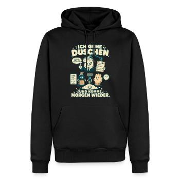 Ich gehe duschen und komme morgen wieder - Männer Premium Bio Hoodie - Schwarz - Vorne - Nico (187cm)