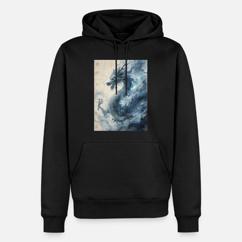 Die Sternennacht: Blauer Drache – Aether - Männer Premium Bio Hoodie - Schwarz