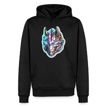 Casque de Dragon Néon - Sweat à capuche Premium bio Homme - noir - Devant - Nico (187cm)