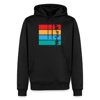 Design rétro des rayures champignons - Sweat à capuche Premium bio Homme - noir - Devant - Nico (187cm)